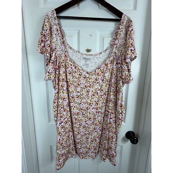 Torrid Women Pink Size 6 Blouse Flutter Sleeve Off Shoulder Peasant Knit Top H3 - Picture 3 of 8